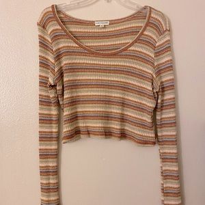 Striped Long Sleeve Crop Top